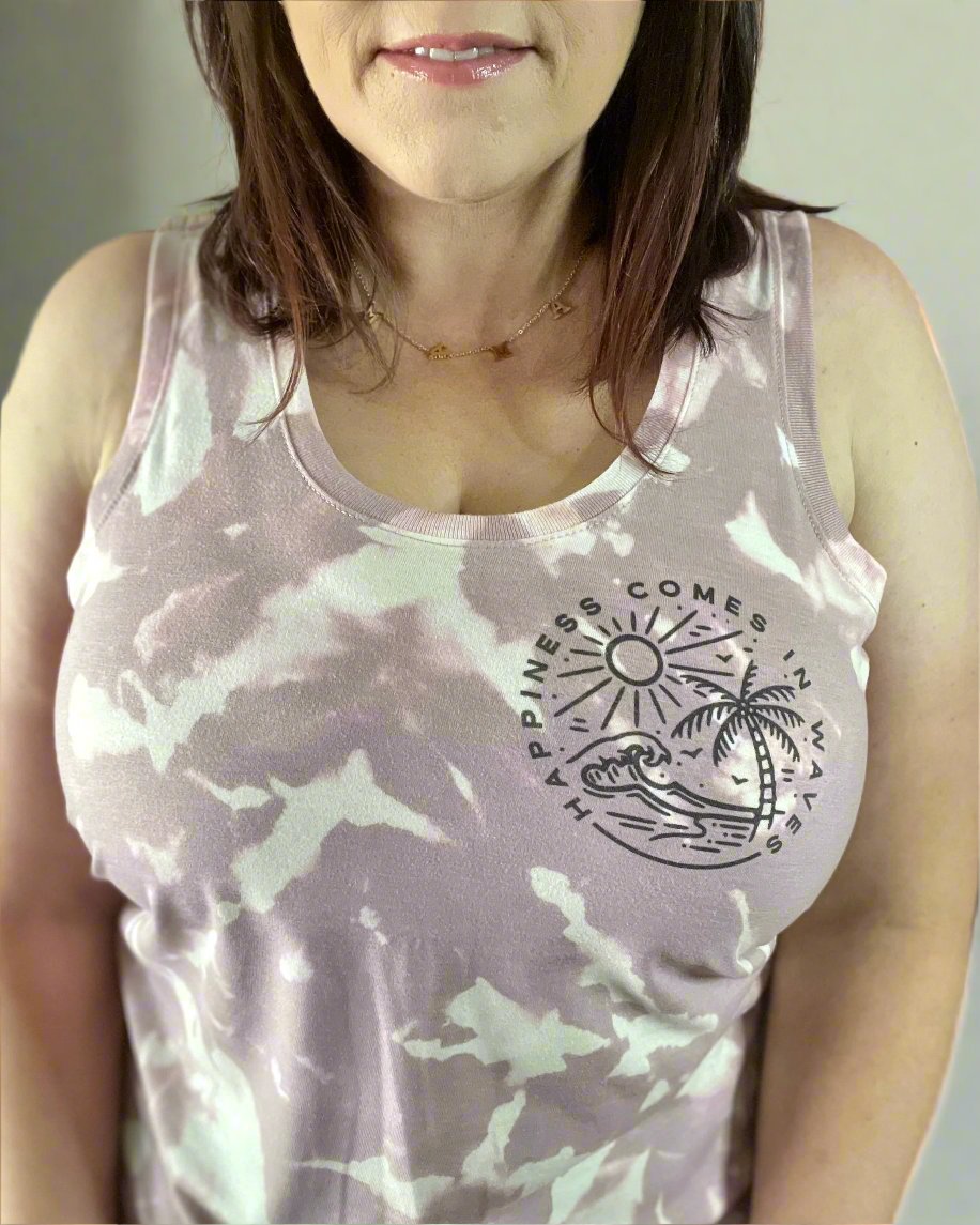happiness comes in waves | bleached tank top