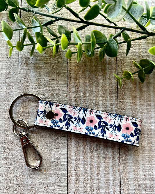floral faux leather keychain