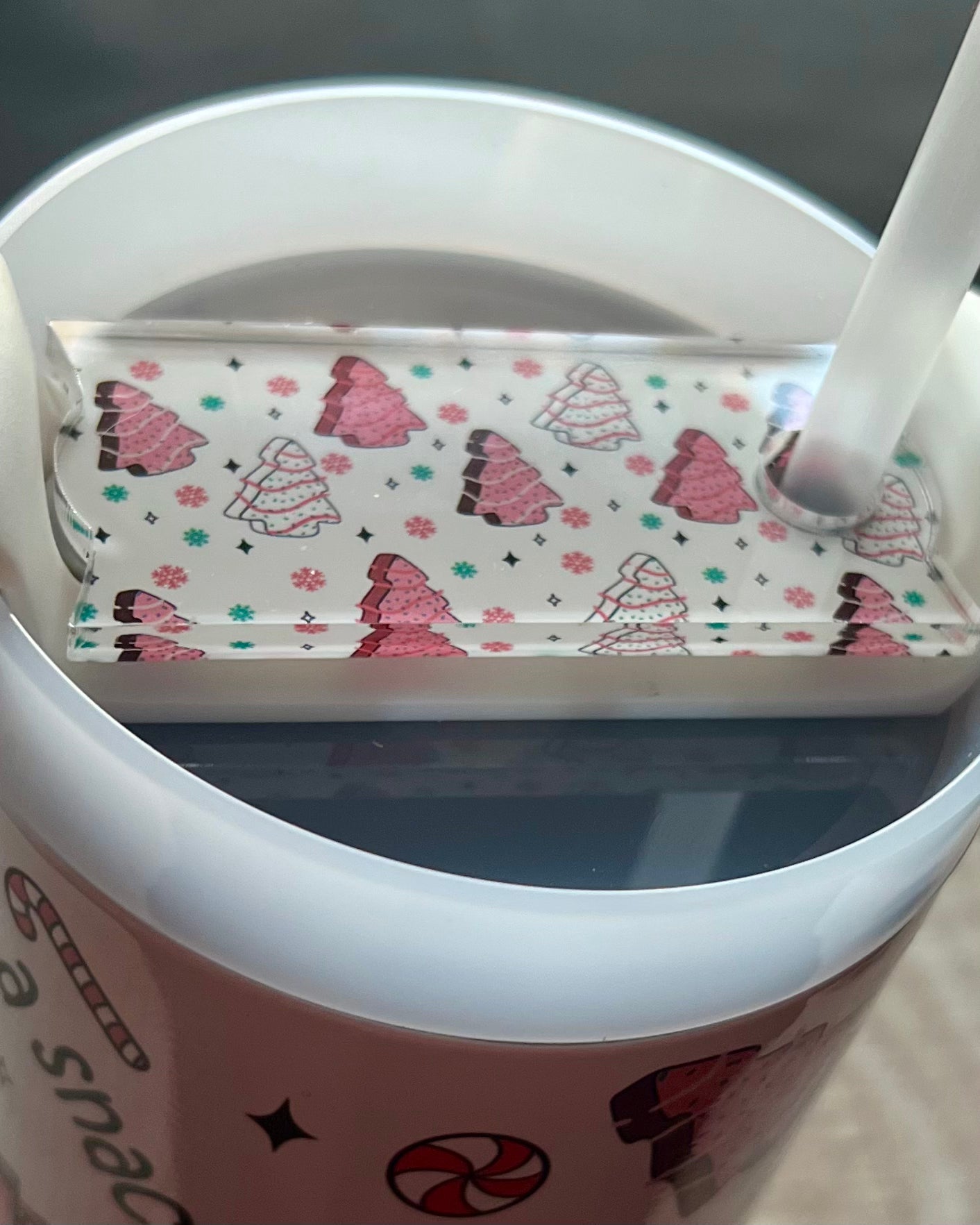 pink christmas trees | 30oz handled tumbler lid topper