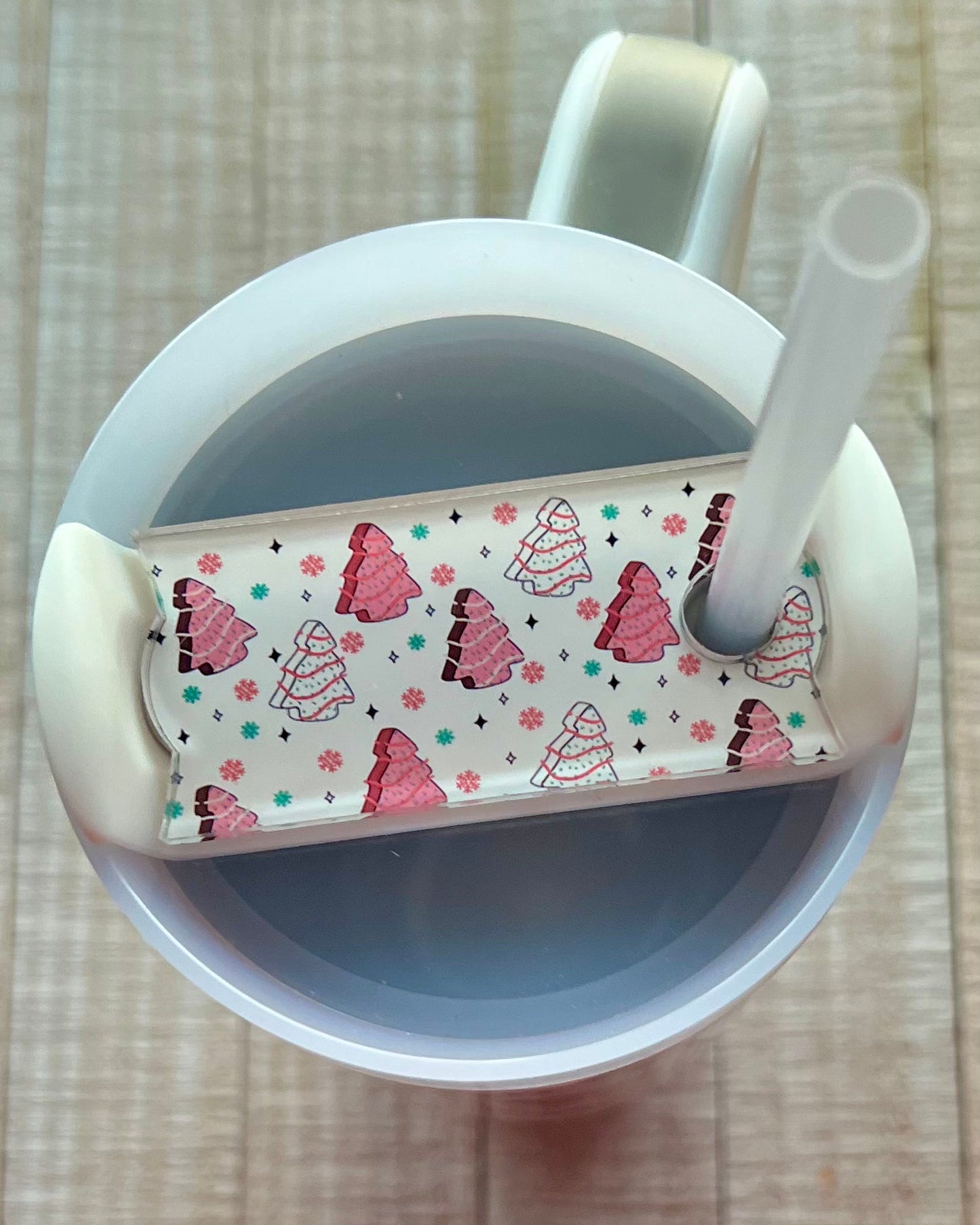 pink christmas trees | 30oz handled tumbler lid topper