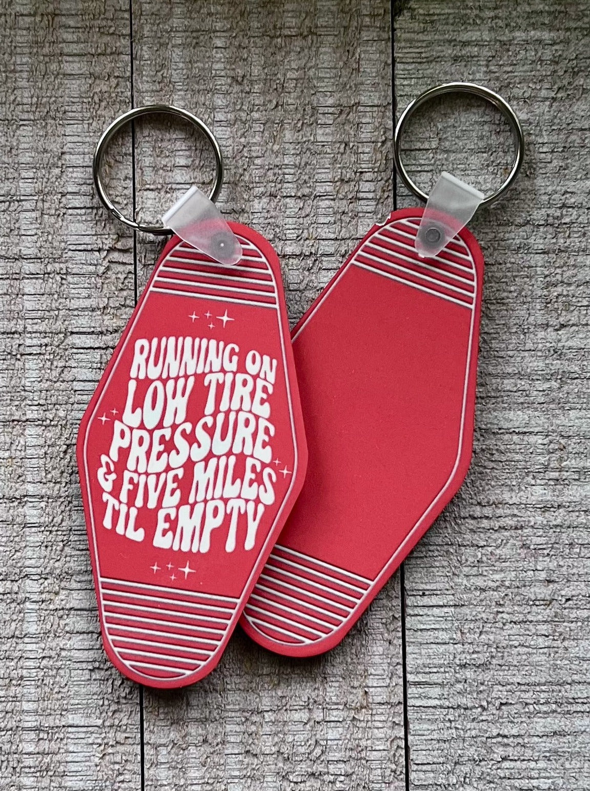 running on low tire pressure & five miles til empty | keychain