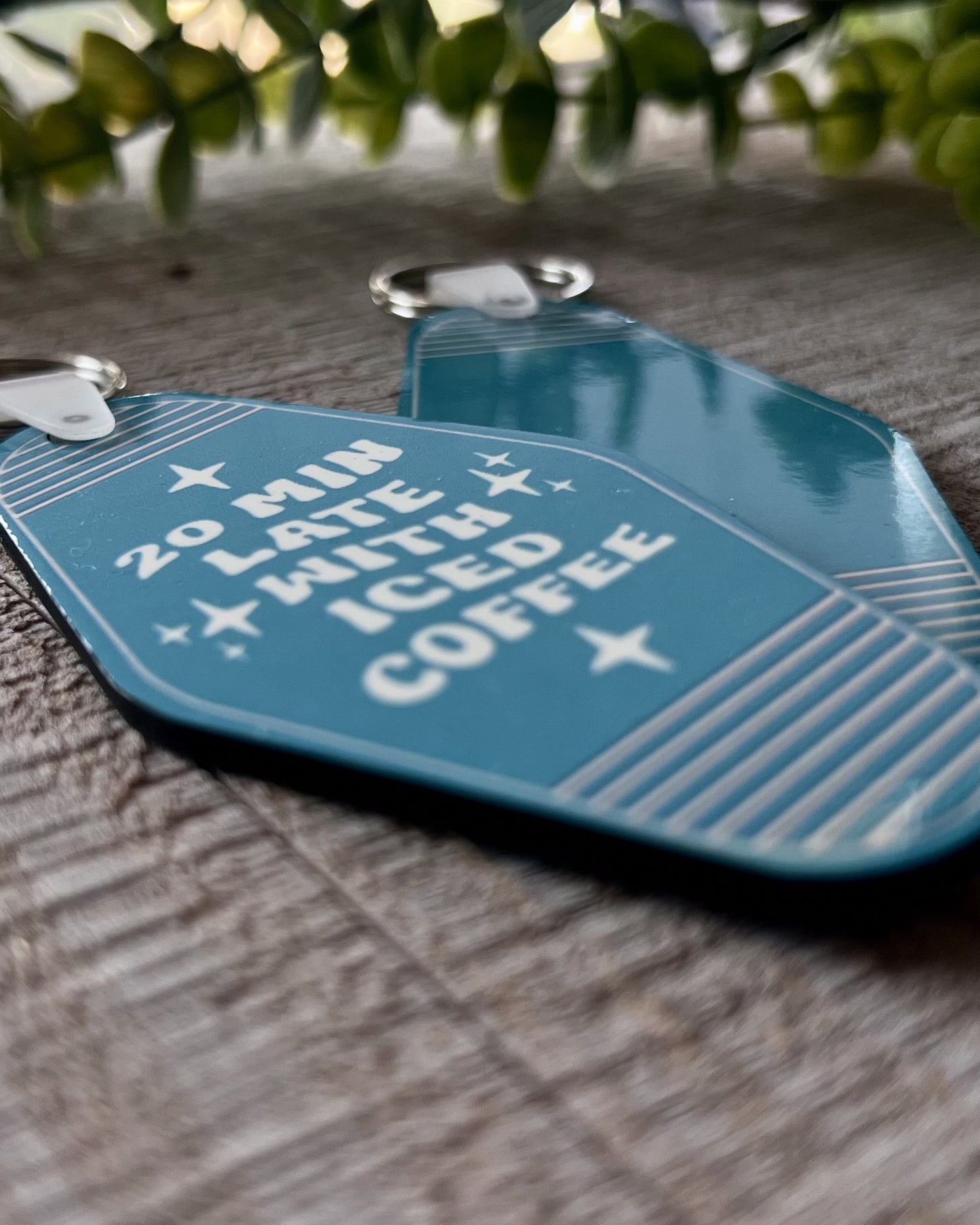 20 mins late with iced coffee | keychain