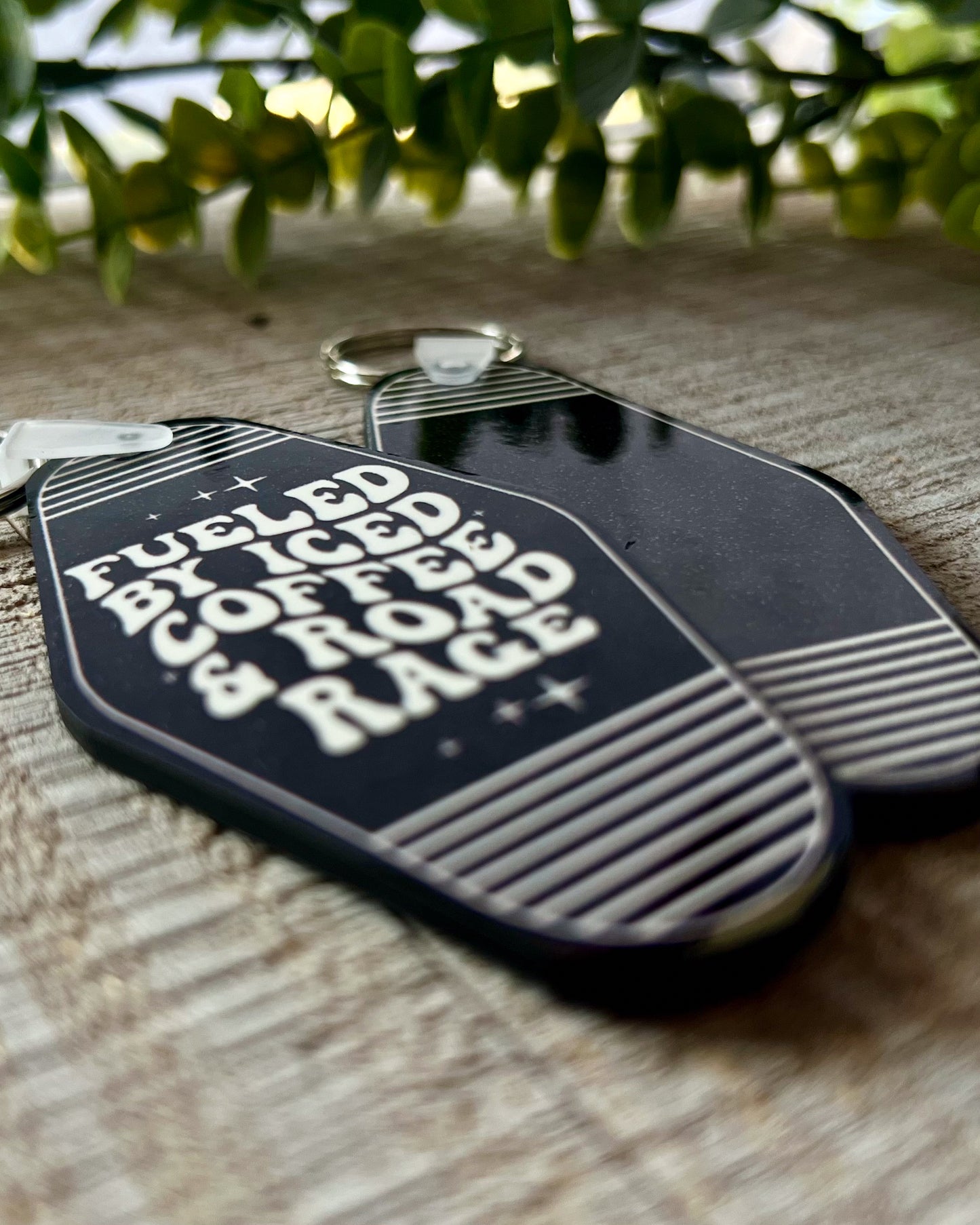fueled by iced coffee & road rage | keychain