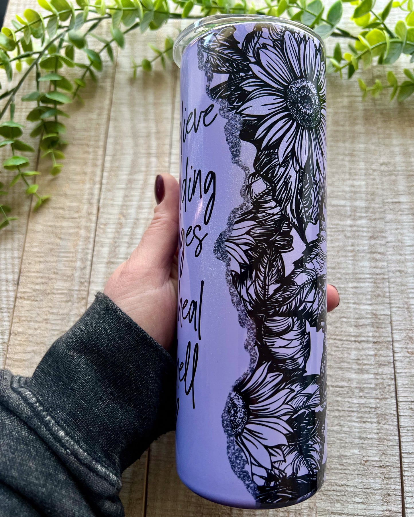 I believe in holding grudges I'll heal in hell | 20oz shimmer slim tumbler