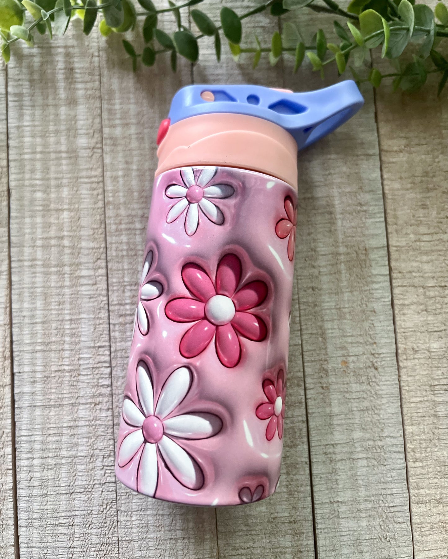daisy inflated | 12oz kids purple flip top water bottle