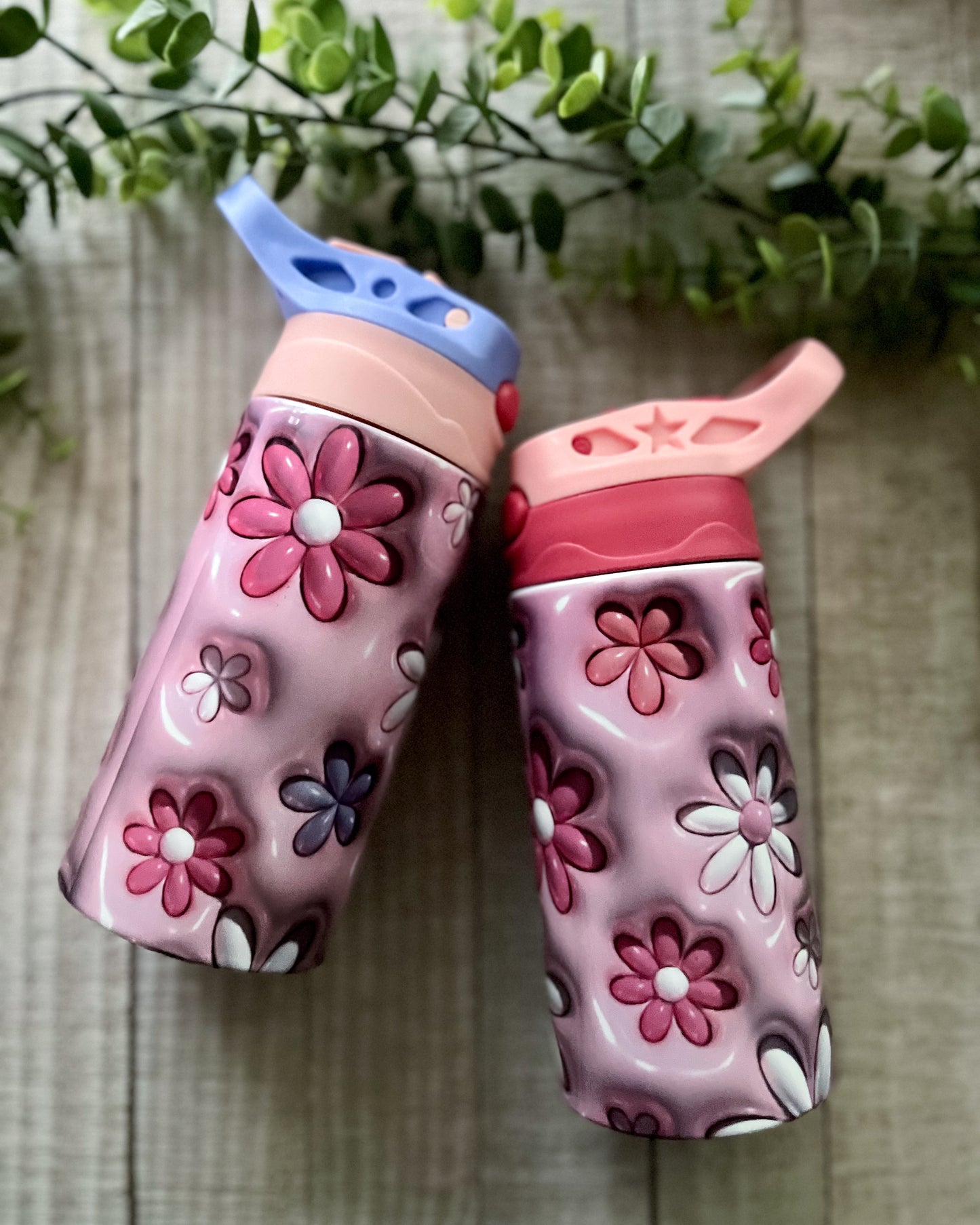 daisy inflated | 12oz kids pink flip top water bottle