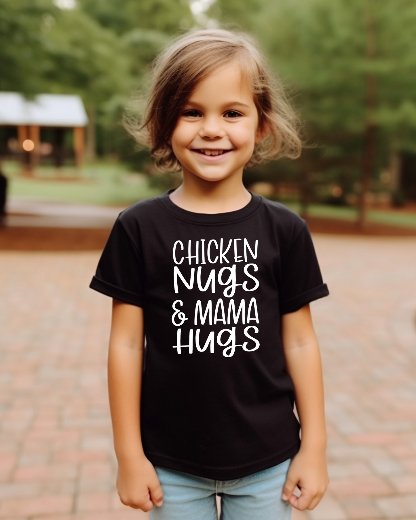 chicken nugs and mama hugs | kids tshirt