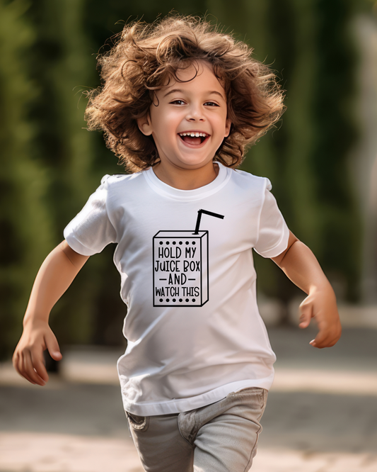 hold my juice box and watch this | toddler tshirt