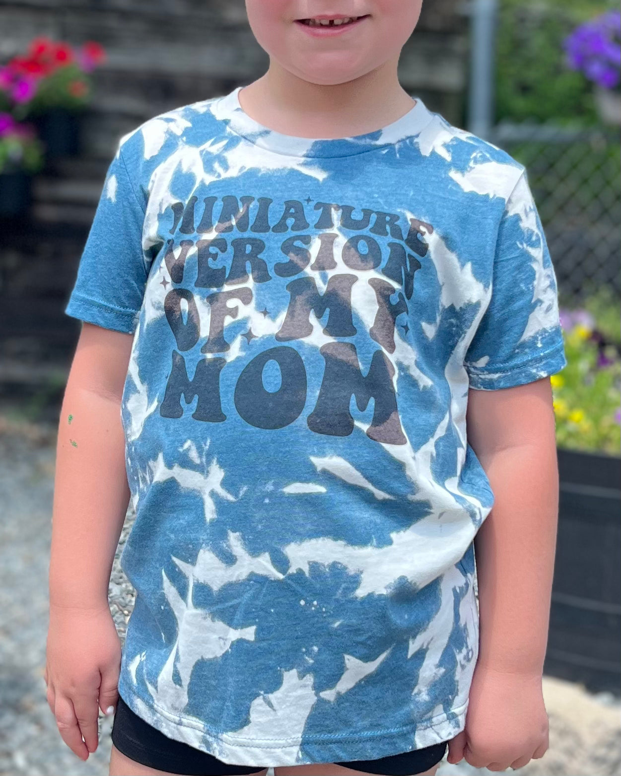 miniature version of my mom | kids bleached t-shirt