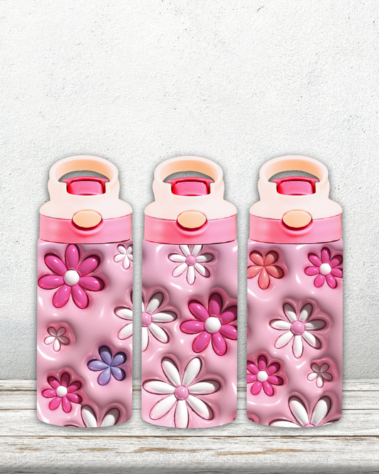 daisy inflated | 12oz kids pink flip top water bottle