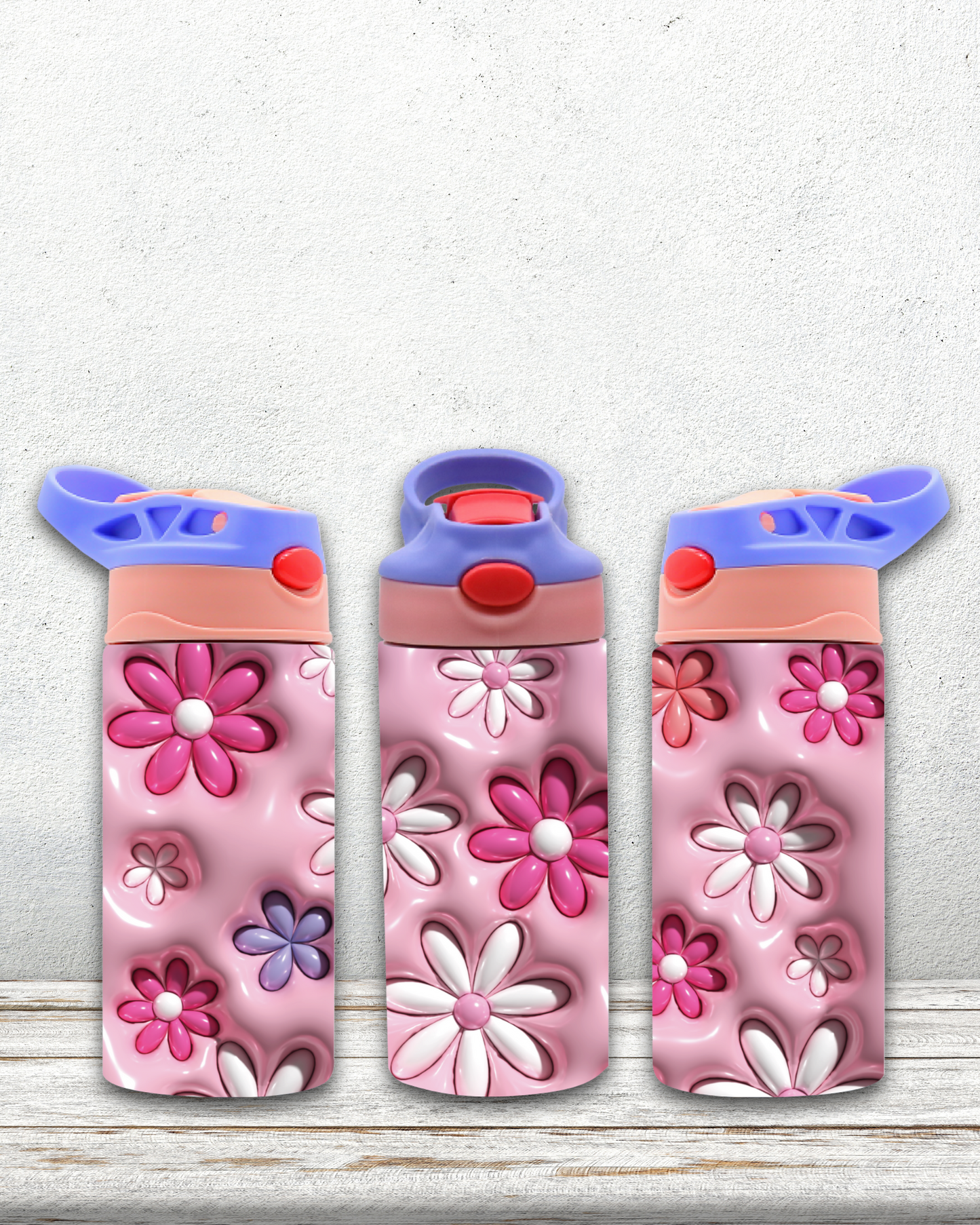 daisy inflated | 12oz kids purple flip top water bottle