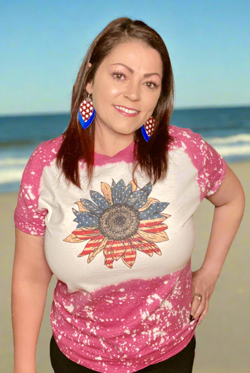 American Flag Sunflower - Women's shirts -  Rustic Cuts