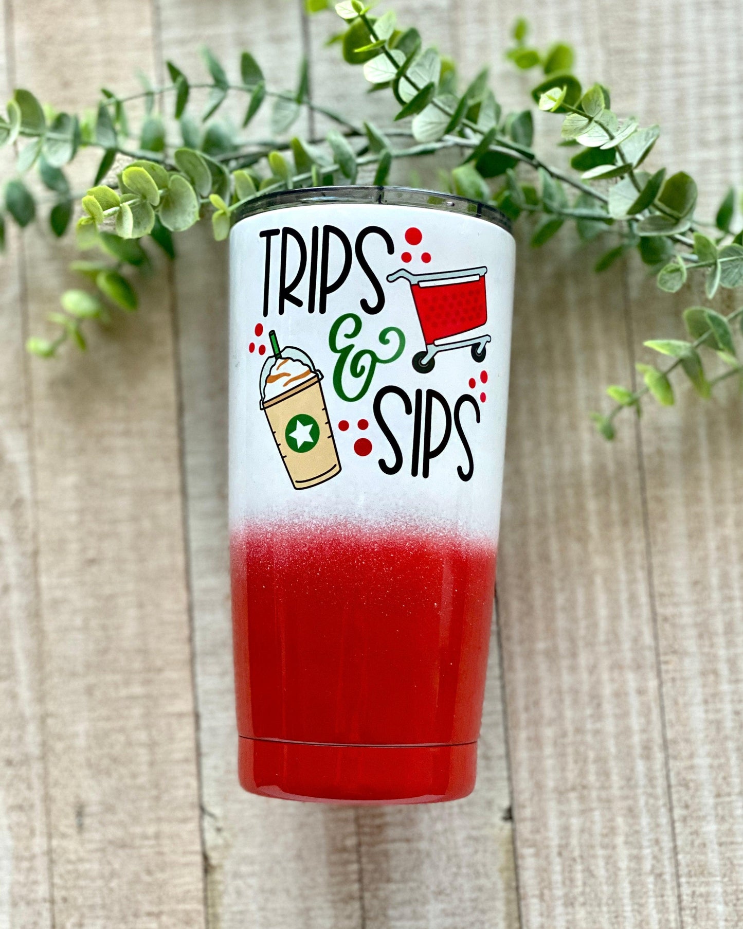 Trips & Sips - 20oz Red Ombre Tapered Tumbler - Stainless Steel Tumbler - Rustic Cuts
