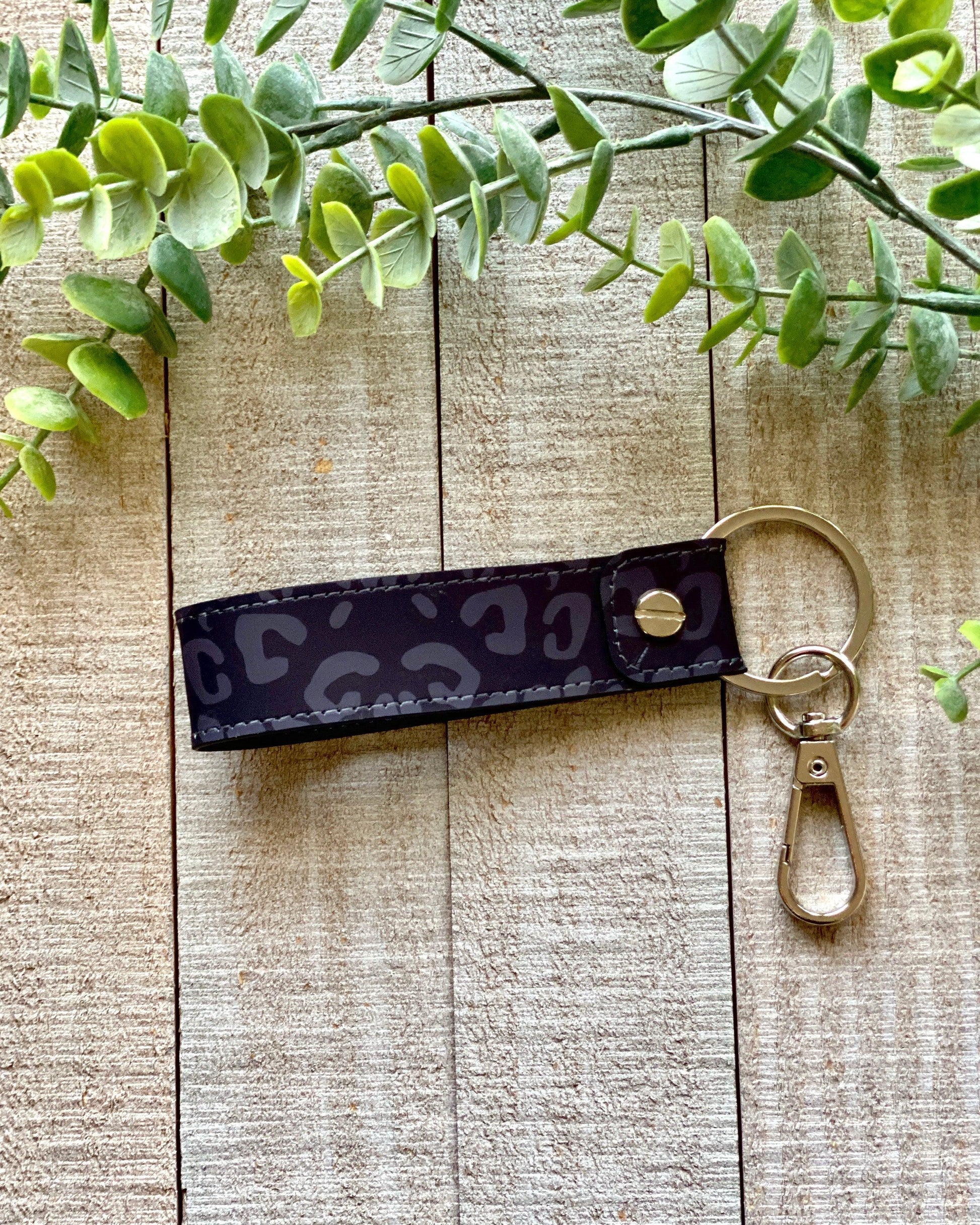 Leopard Print Faux Leather Key Chain - Key Chain -  Rustic Cuts