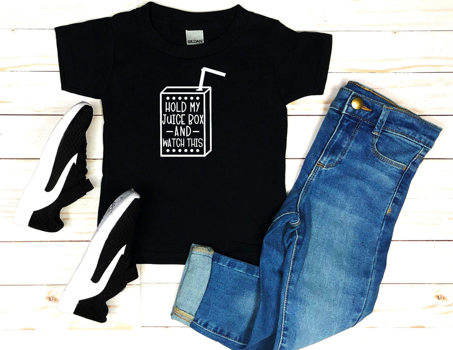 Hold My Juice Box And Watch This - Toddler Shirts - Rustic Cuts