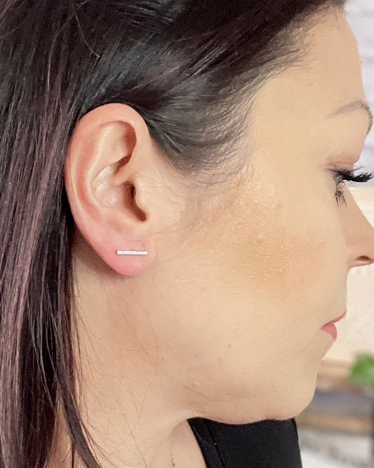 Bar Earrings - Silver - Earrings -  Rustic Cuts