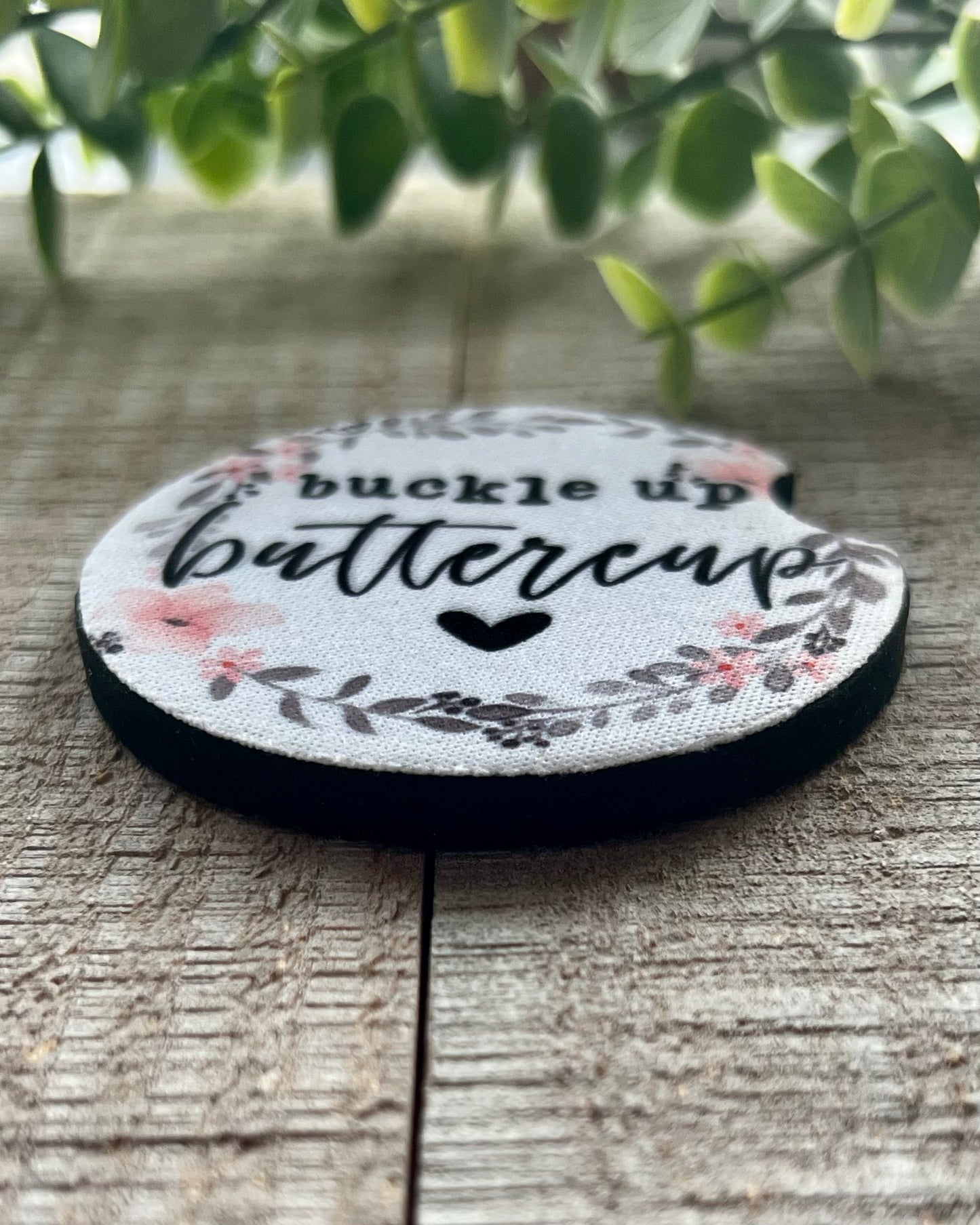 buckle up buttercup | car coaster set