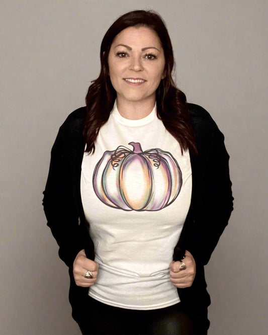 Colorful Painted Pumpkin - Women's shirts -  Rustic Cuts