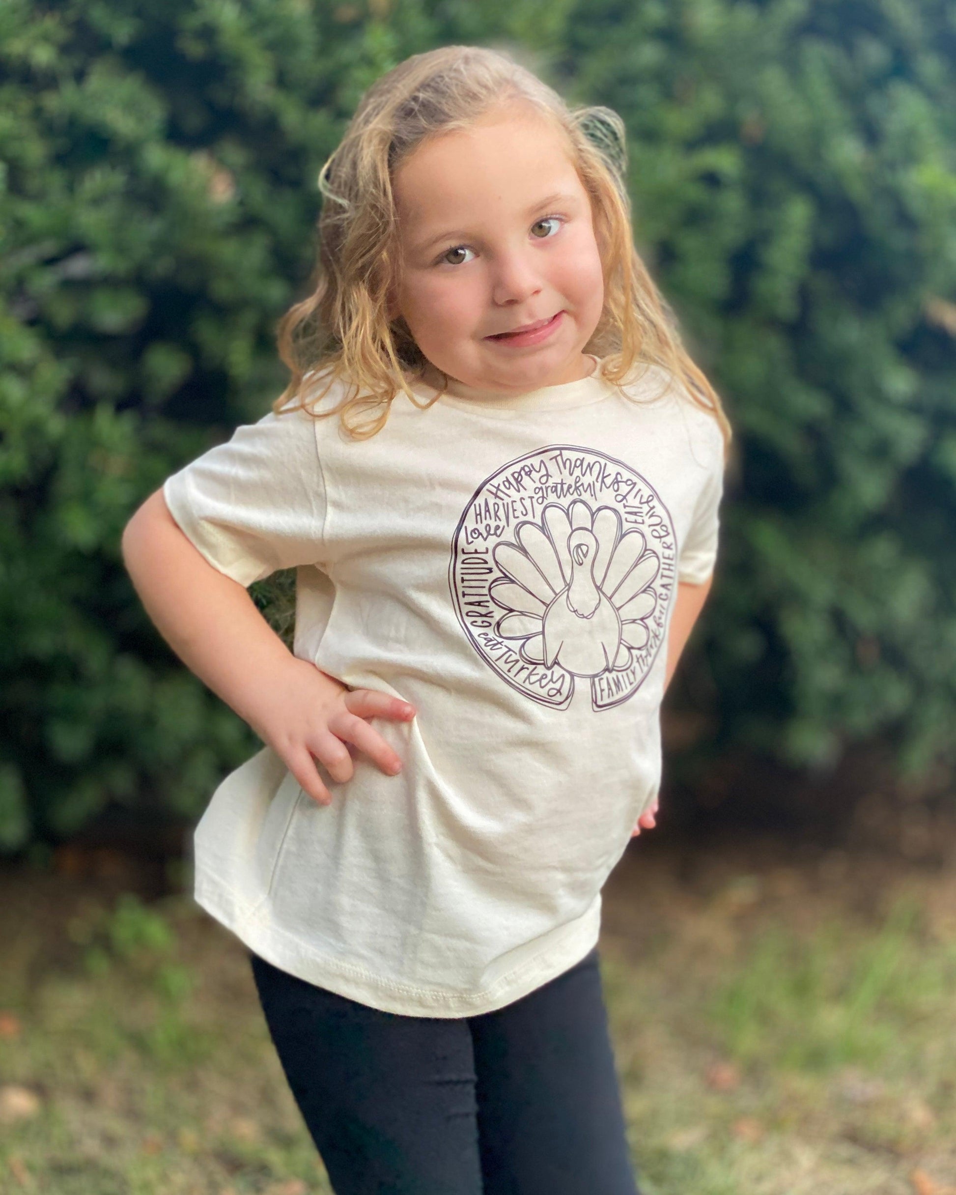 Turkey Thanksgiving Words - Youth Shirts -  Rustic Cuts