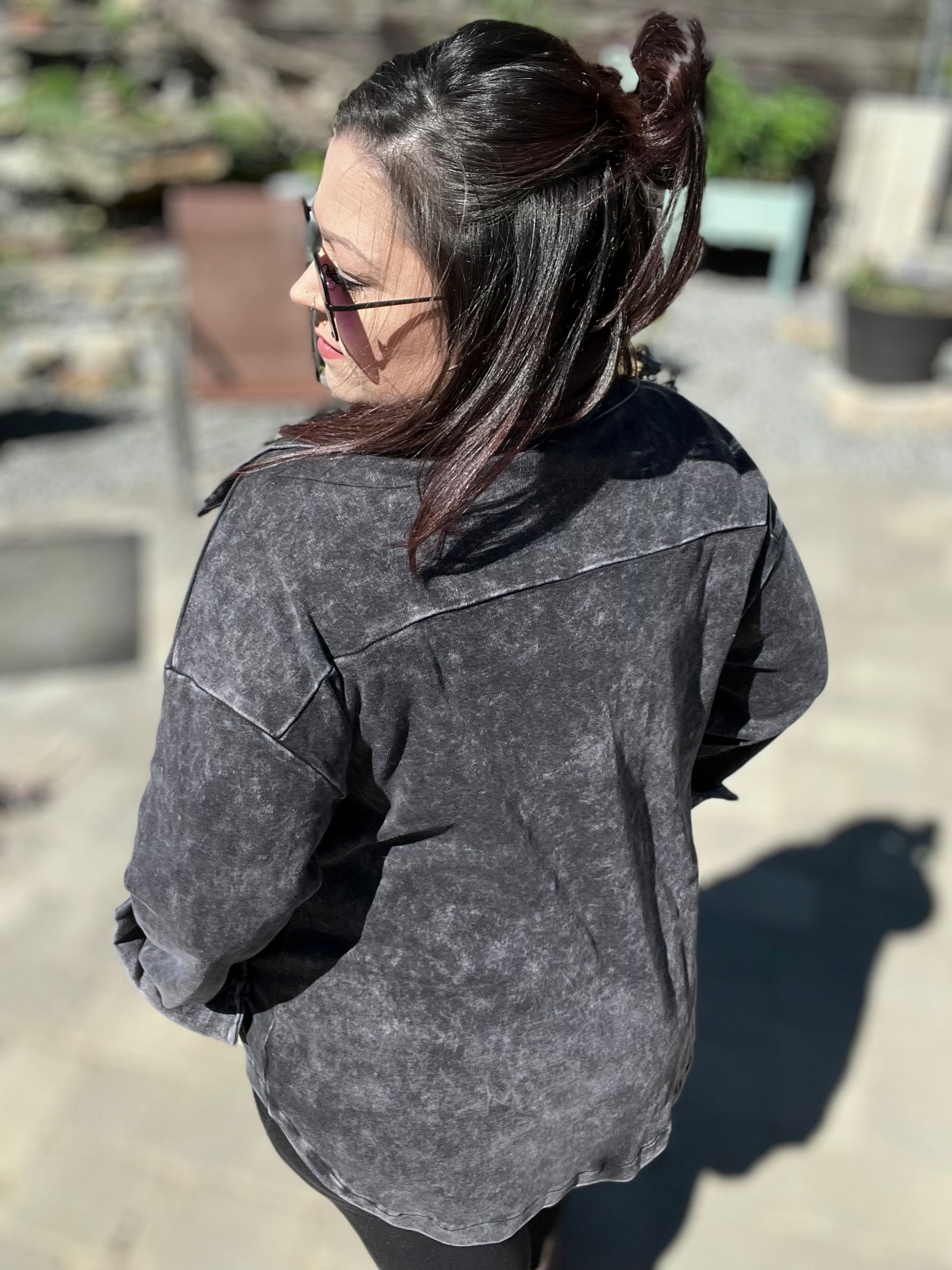 Charcoal Mineral Wash - Oversized Shacket - Women's Jacket -  Rustic Cuts