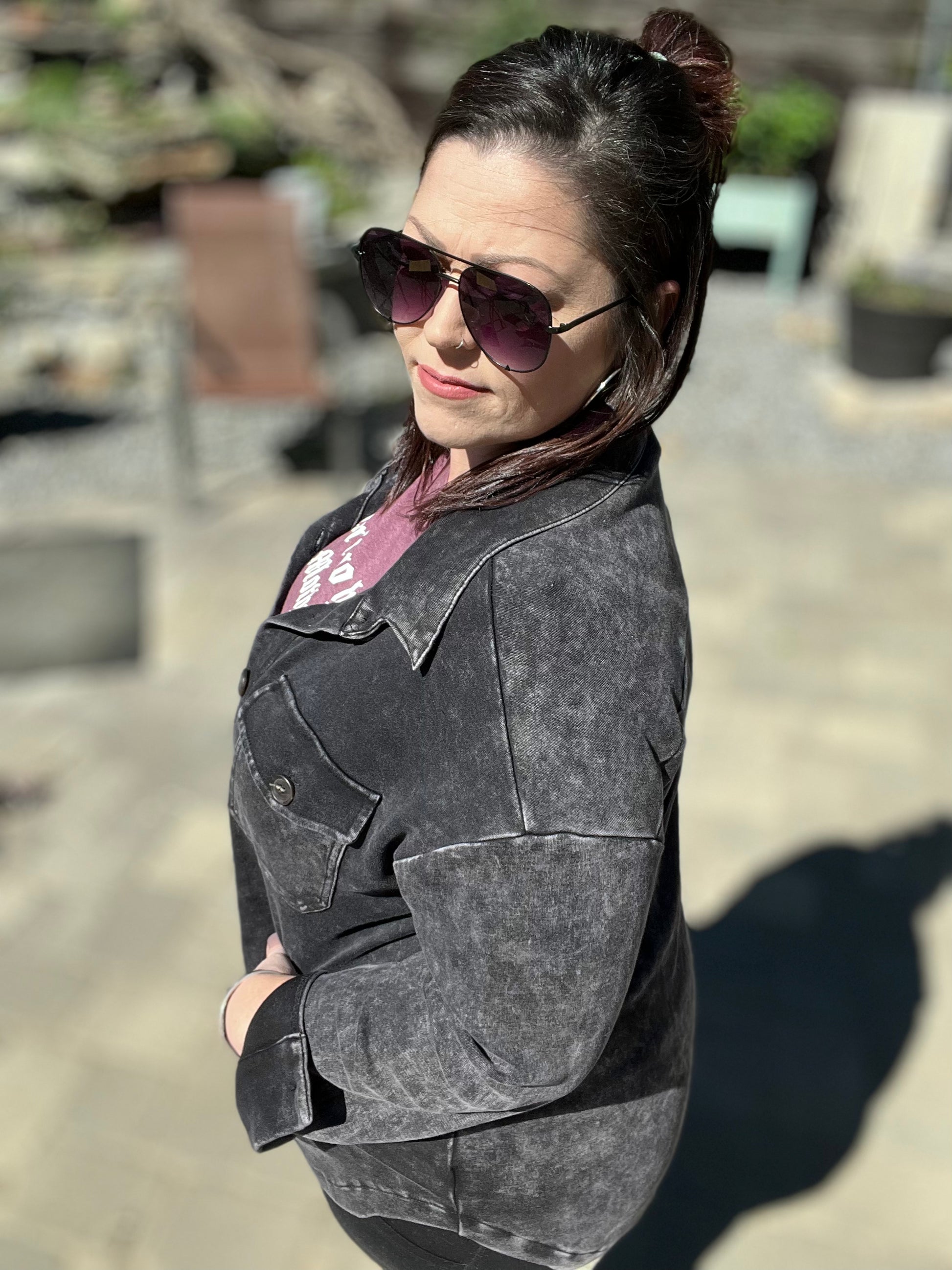 Charcoal Mineral Wash - Oversized Shacket - Women's Jacket -  Rustic Cuts