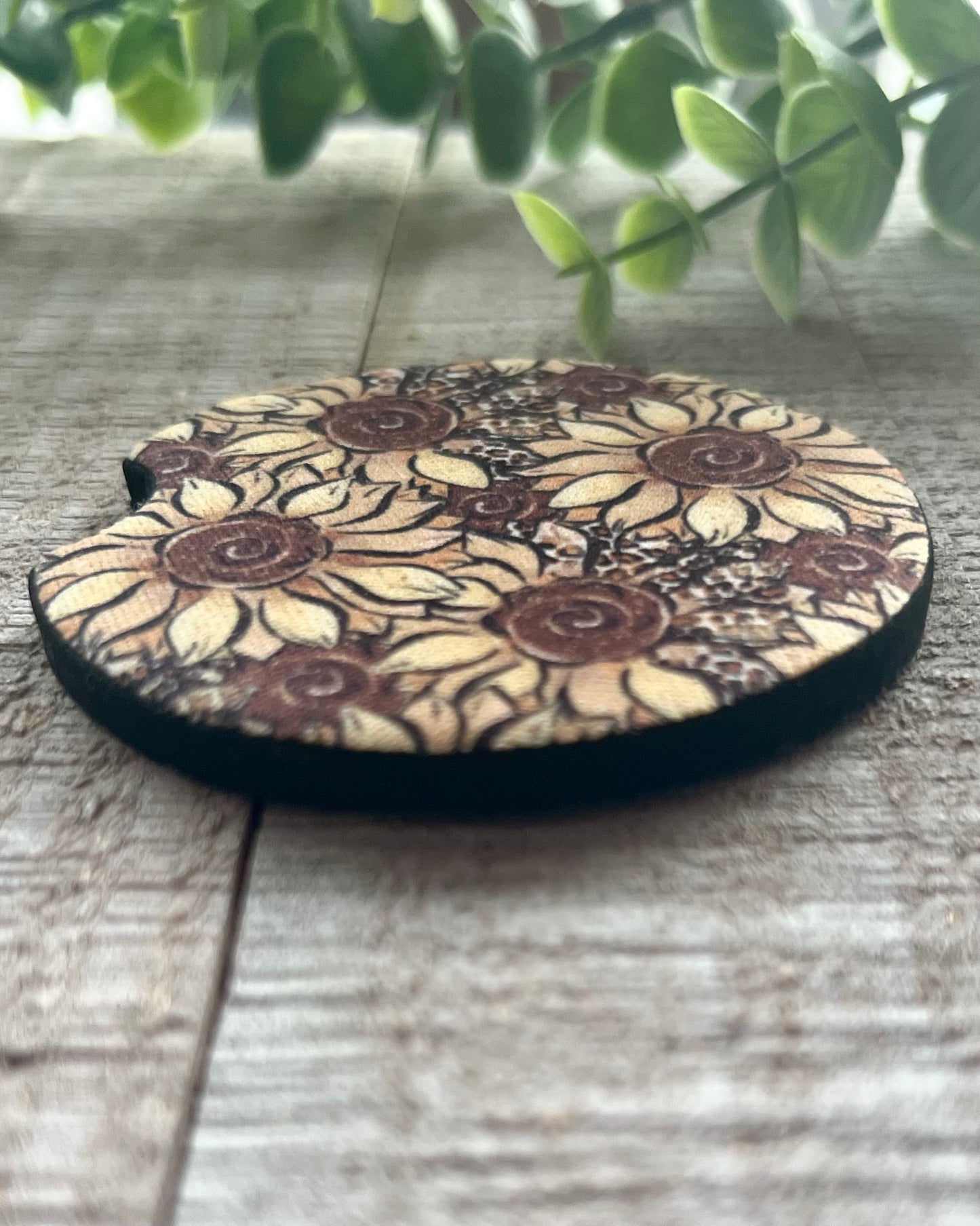 leopard sunflower | car coaster set