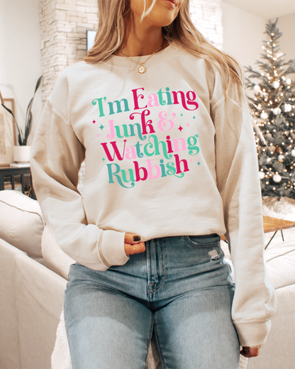 i'm eating junk & watching rubbish | sweatshirt
