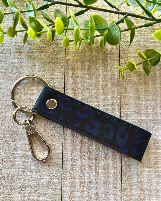 leopard print faux leather keychain