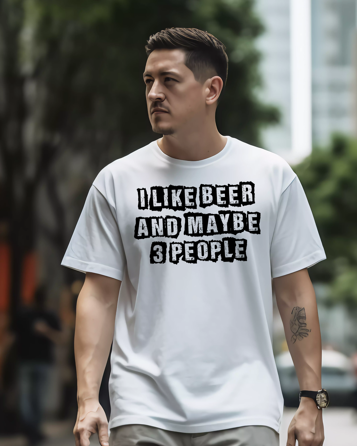 I like beer and maybe 3 people | men's graphic top