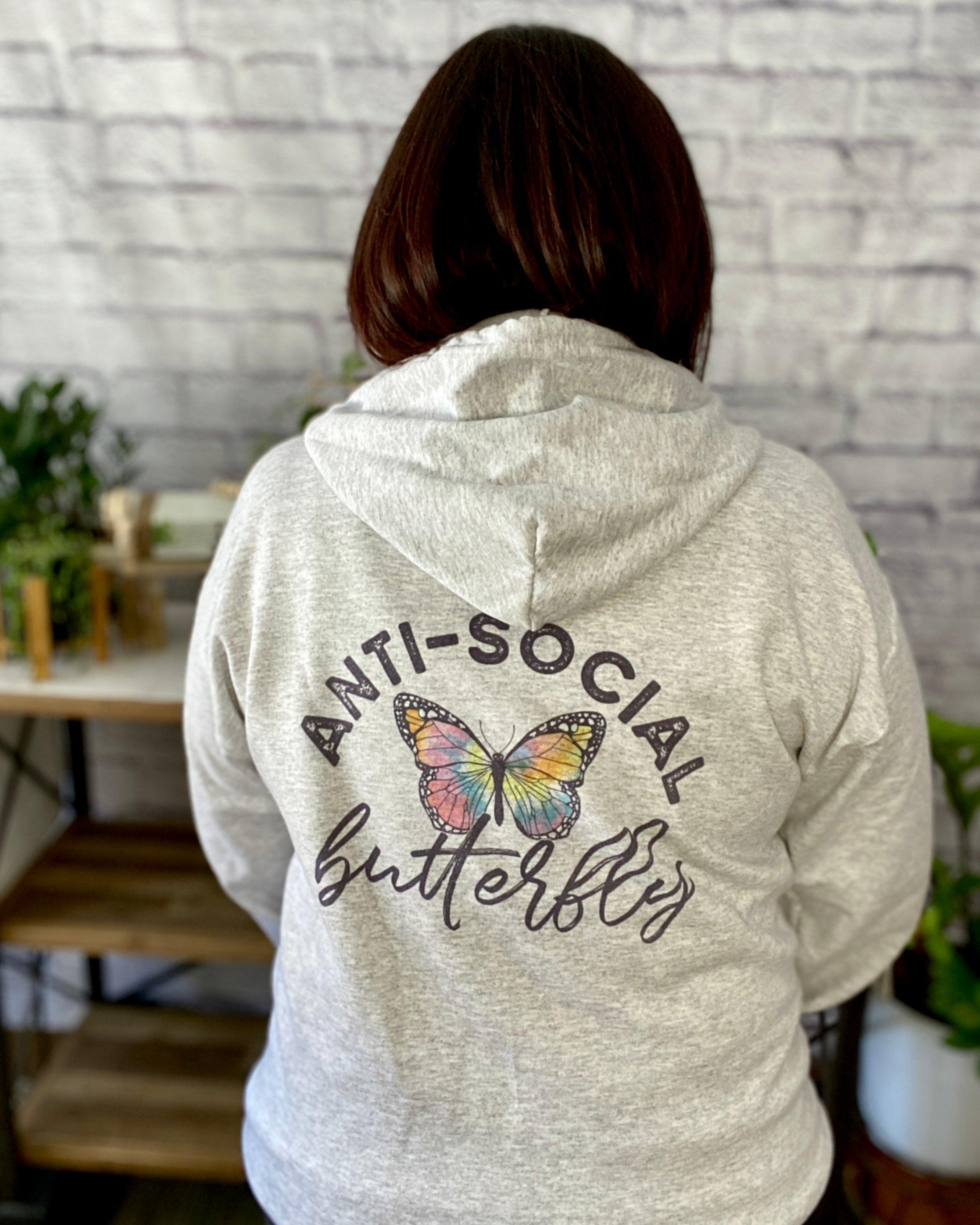 Anti social hot sale butterfly sweatshirt