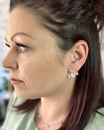 Lotus Crawler Earrings - Silver - Earrings -  Rustic Cuts