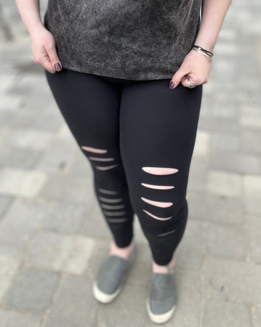 Black Distressed Leggings - Women's shirts -  Rustic Cuts