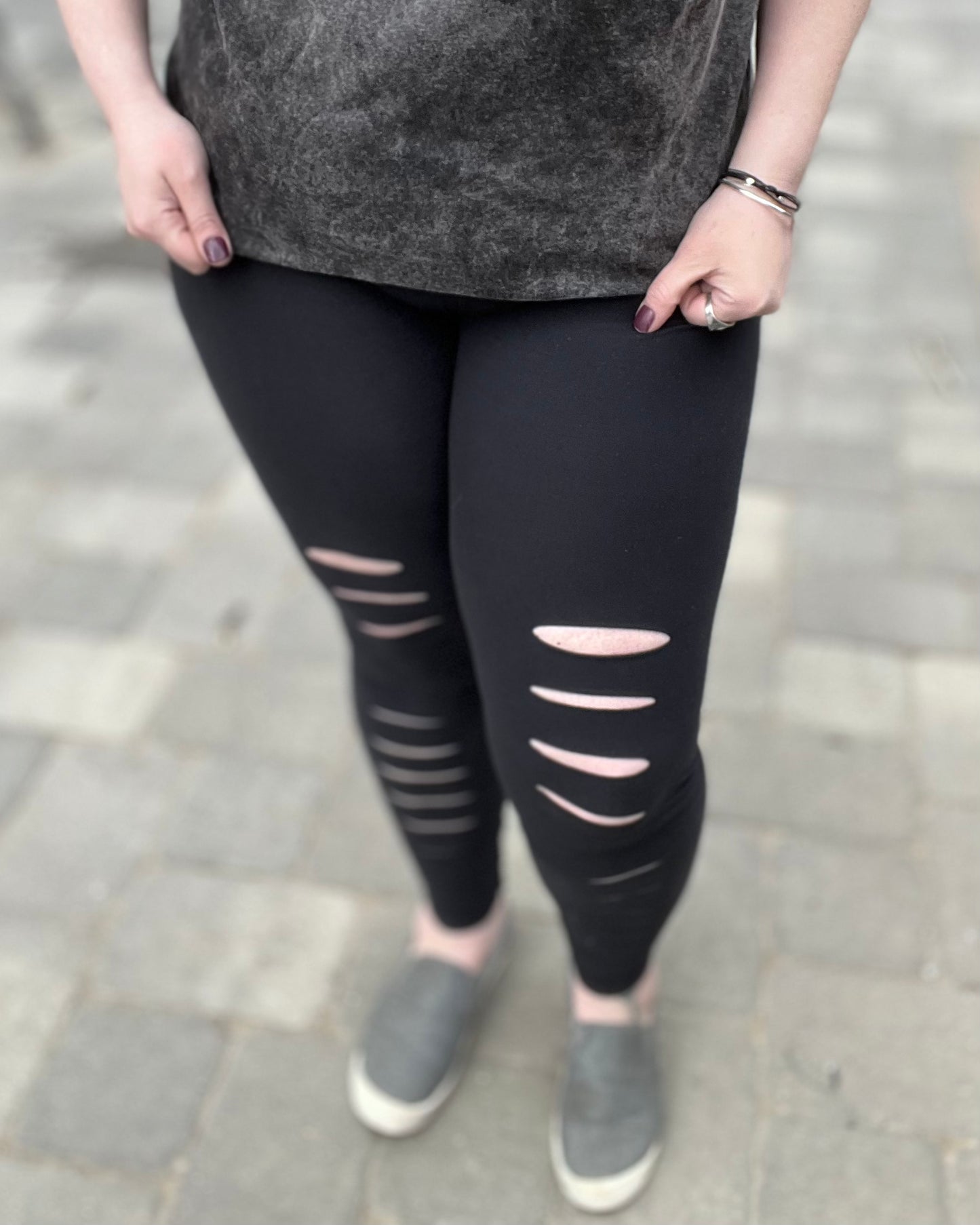 Black Distressed Women s Leggings