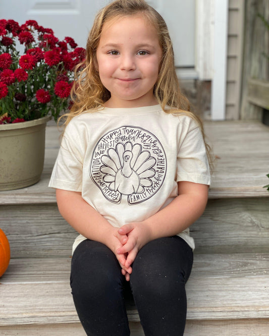 Turkey Thanksgiving Words - Youth Shirts -  Rustic Cuts